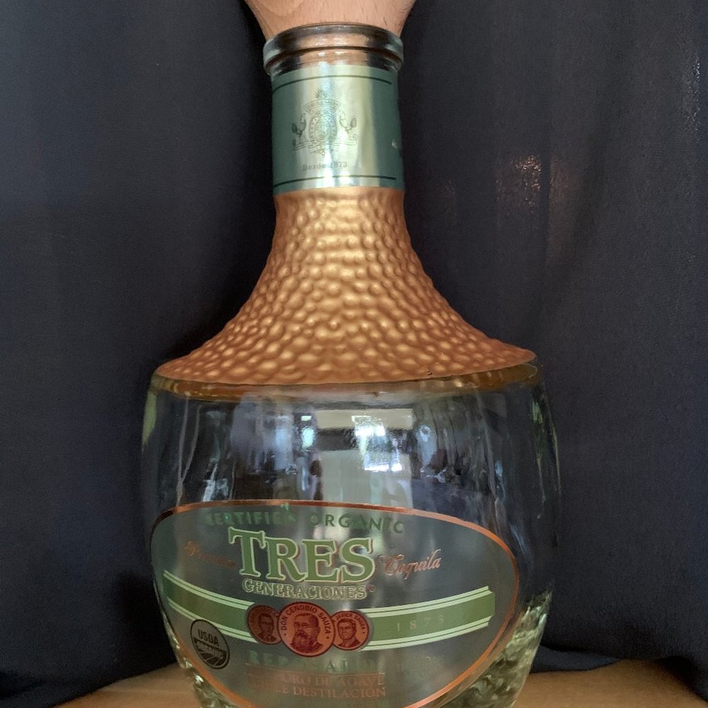 Old TRES tequilla bottle
